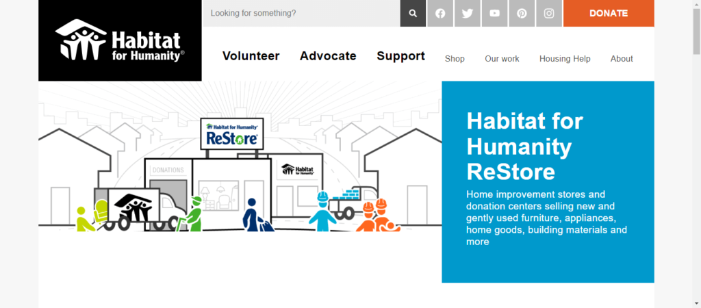 Homepage of Habitat for Humanity Restore / habitat.org/restores.