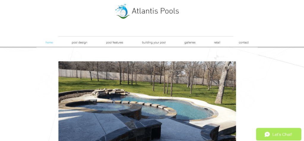 Homepage of Atlantis Pools' website / atlantispoolstx.com
