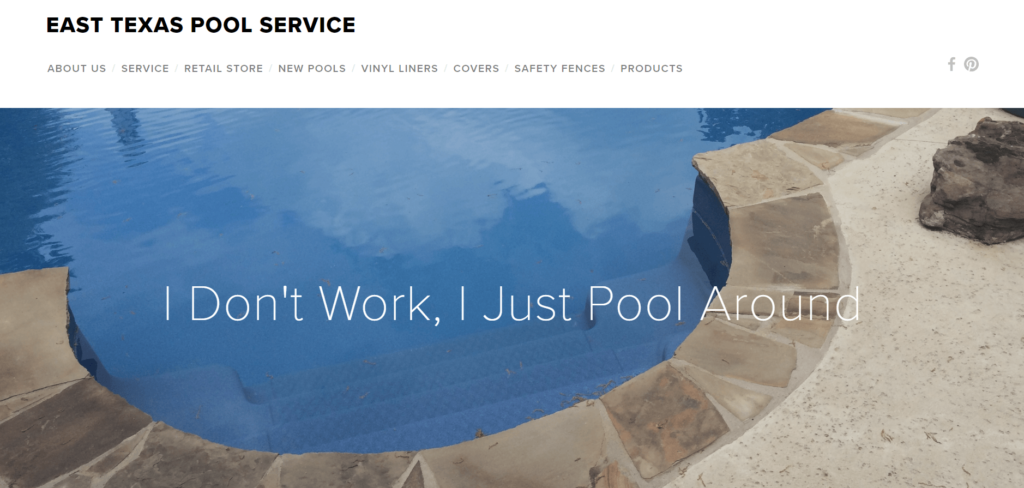 Homepage of East Texas Pool Service's website / easttexaspoolservice.com
