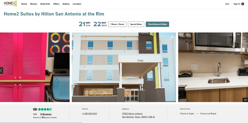 Homepage of Home2 Suites' website / www.hilton.com