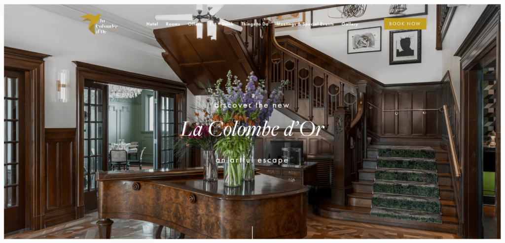 Homepage of La Colombe d'Or hotel's website / www.lacolombedor.com