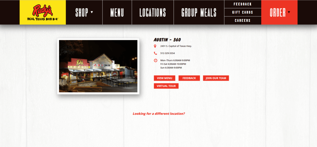 Homepage of Rudy's Country Store and Bar-B-Q's website / rudysbbq.com