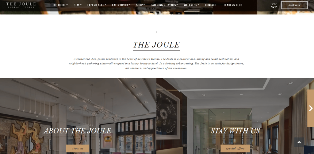 Homepage of The Joule's website / www.thejouledallas.com