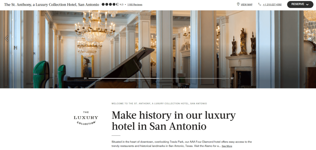 Homepage of The St. Anthony's website / www.marriott.com