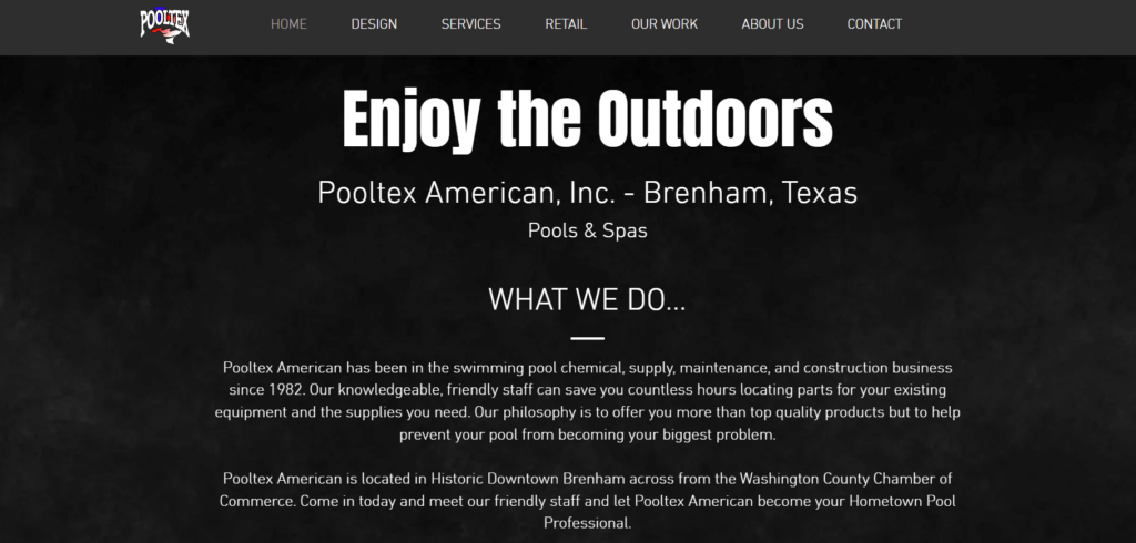 Homepage of Pooltex American's website / pooltex.net