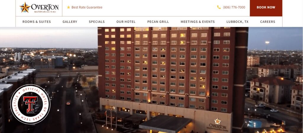 Homepage of Overton Hotel and Conference Center website
Link: https://www.overtonhotel.com/