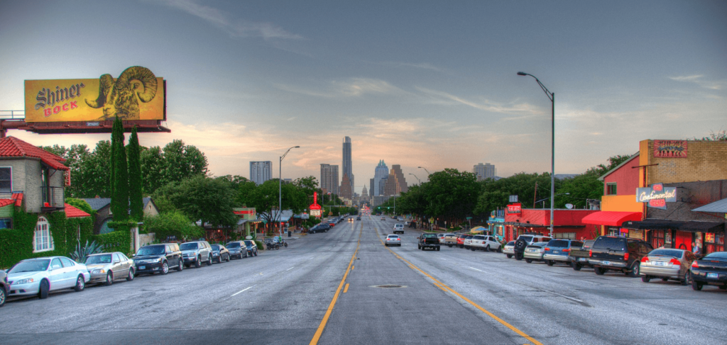 Picture of smooth traffic at the South Congress Avenue / Wikipedia / Justin Jensen - SoCo

Link: https://en.wikipedia.org/wiki/South_Congress#/media/File:SoCo.jpg