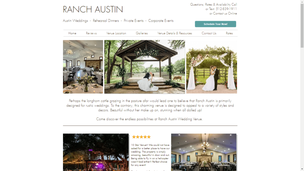 Homepage of Ranch Austin Wedding Venue / ranchaustin.com