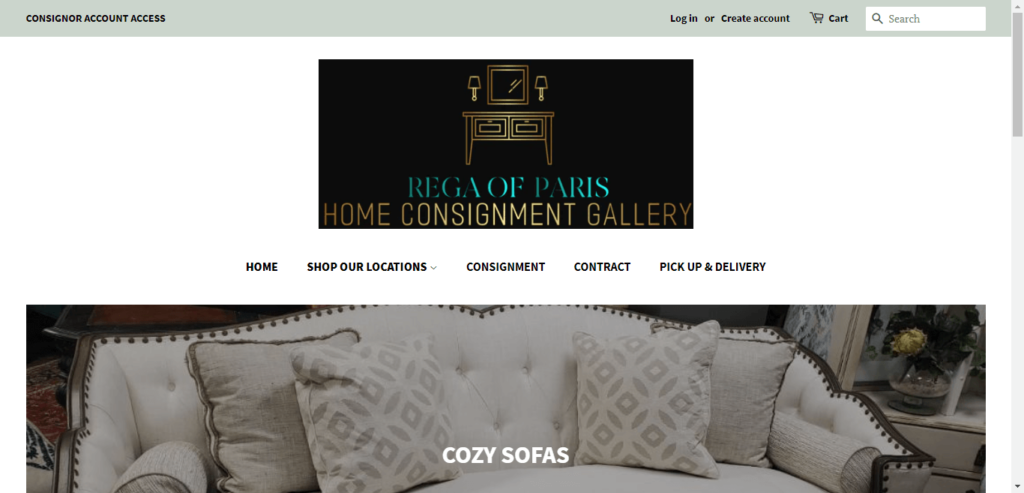Homepage of Rega of Paris Consignment / regaofparis.com.