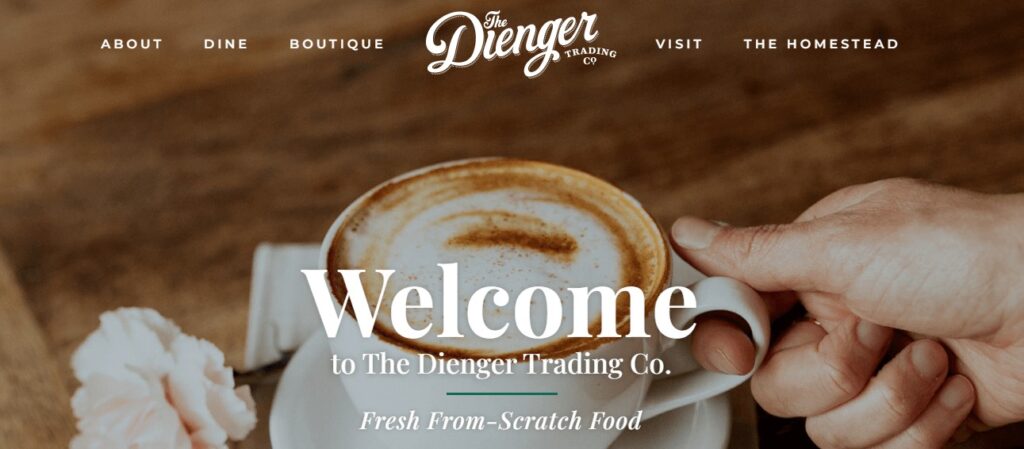 Homepage of The Dienger Trading Co. website
Link: https://thediengertradingco.com/
