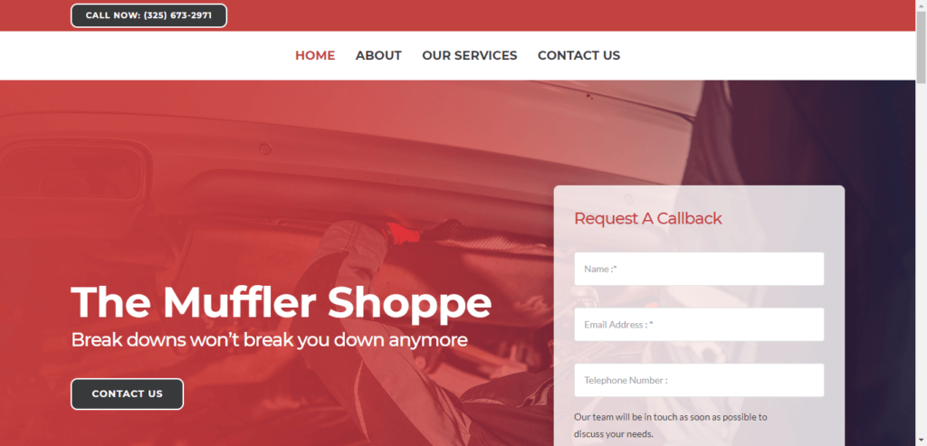 Homepage of The Muffler Shoppe / mufflershoppe.com