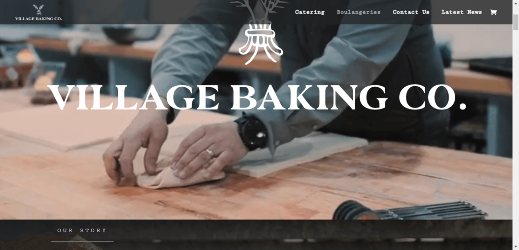 Homepage of Village Baking Company Boulangerie / villagebakingco.com.