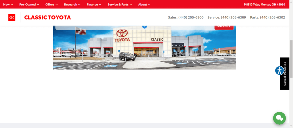 Homepage of Classic Toyota Service Center / driveclassictoyota.com.