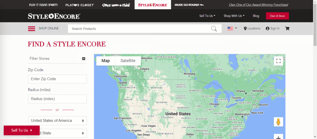 Homepage of Style Encore / style-encore.com.