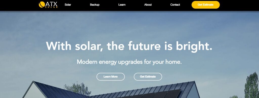 Homepage of ATX Solar Website
Link: https://www.goatxsolar.com/