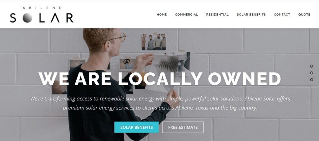 Homepage of Abilene Solar Website
Link: https://www.solarabilene.com/