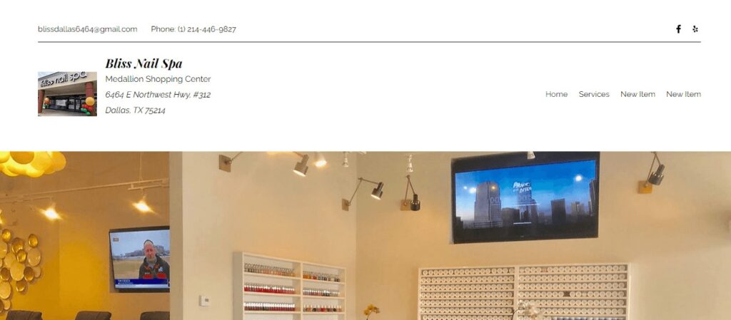 Homepage of Bliss Nail Spa Dallas Website 
Link: https://www.blissnailspadallas.com/