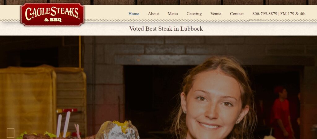 Homepage of Cagle Steaks & BBQ Website
Link: http://caglesteaks.com/
