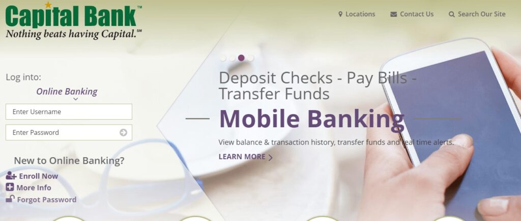 Homepage of Capital Bank Website 
Link: https://www.capitalbanktx.com/