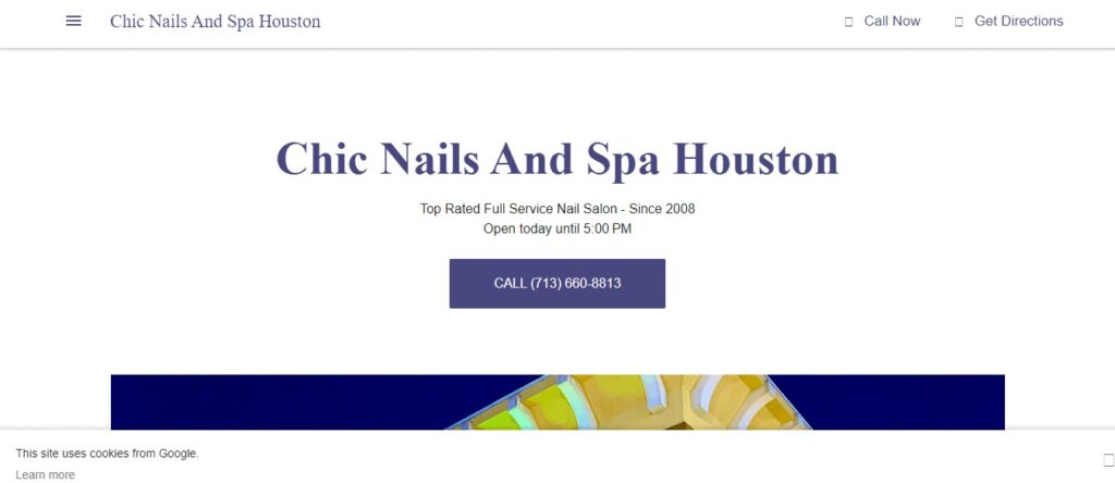 Homepage of Chic Nails And Spa Houston Website 
Link: https://chicnailshouston.com/