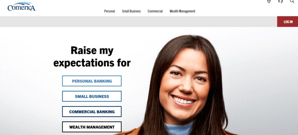 Homepage of Comerica Bank website
Link: https://www.comerica.com/