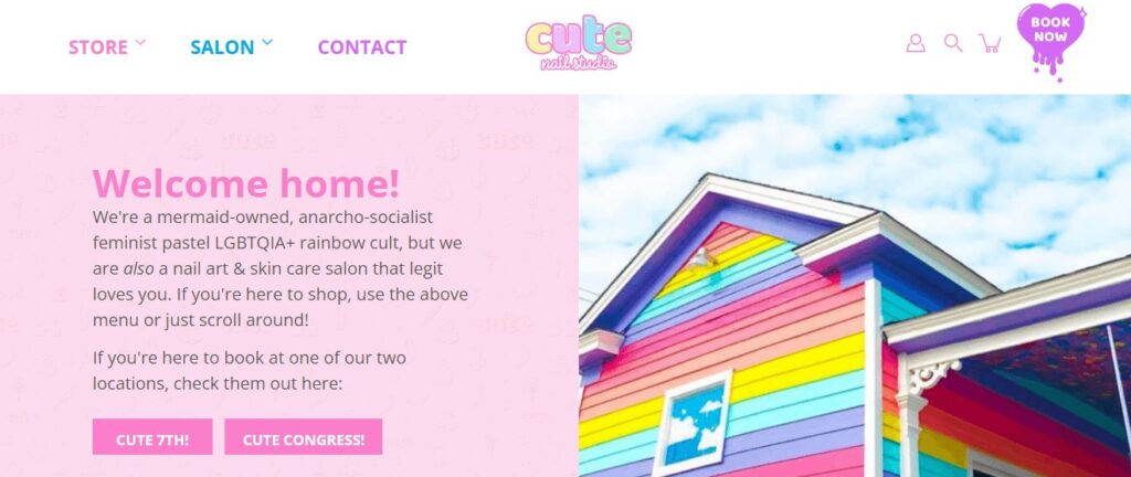 Homepage of Cute Nail Studio Website
Link: https://www.cutenailstudio.com/ 