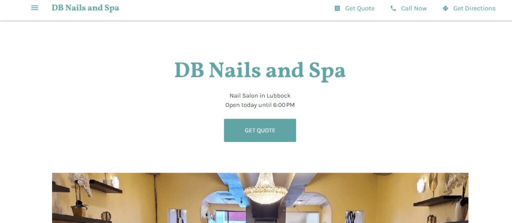 Homepage of DB Nails and Spa Website 
Link: https://dbnailsspa.com/