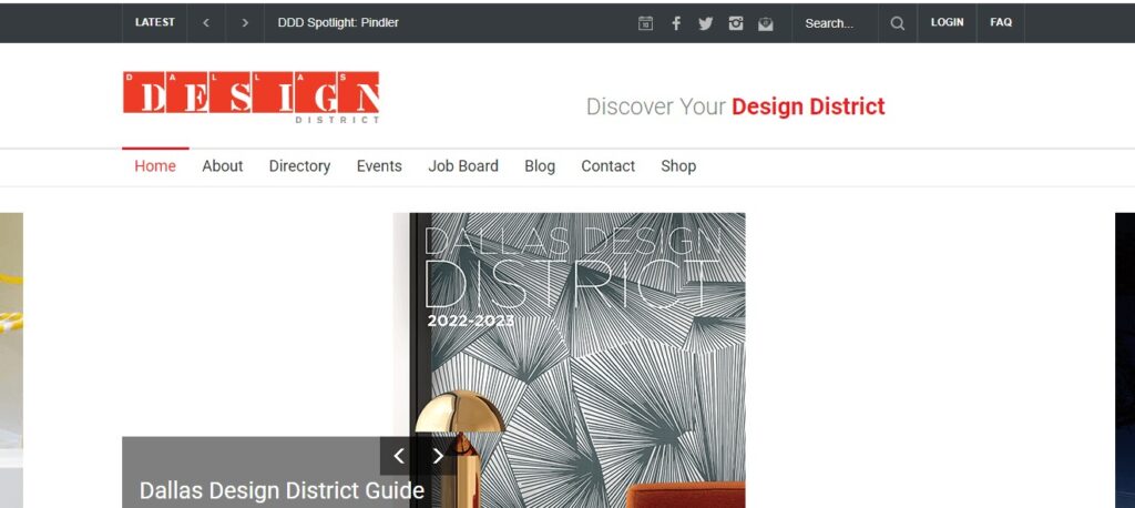 Homepage of Design District Website
Link: https://dallasdesigndistrict.com/ 