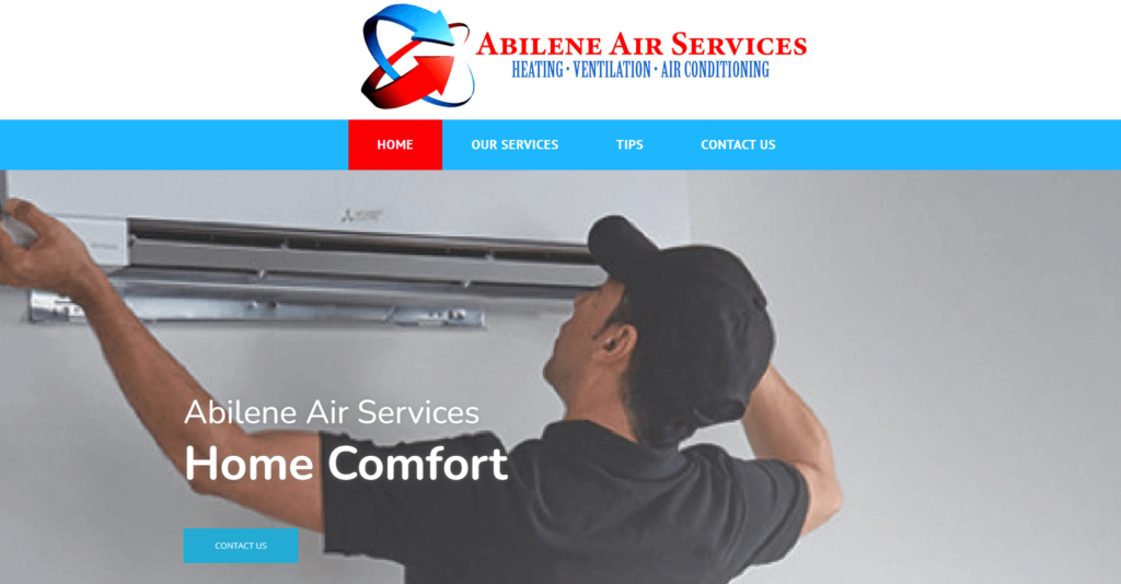 Homepage of Abilene Air Services' website / abileneairservices.com