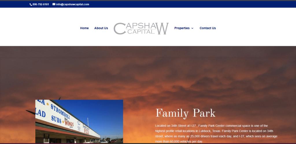 Homepage of Capshaw Capital's website / capshawcapital.com