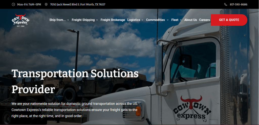 Homepage of Cowtown Express's website / cowtownexpress.com
