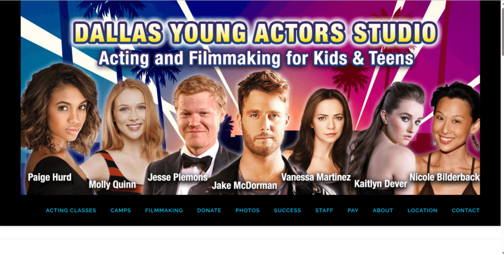Homepage of Dallas Young Actors Studio's website / dallasyas.com