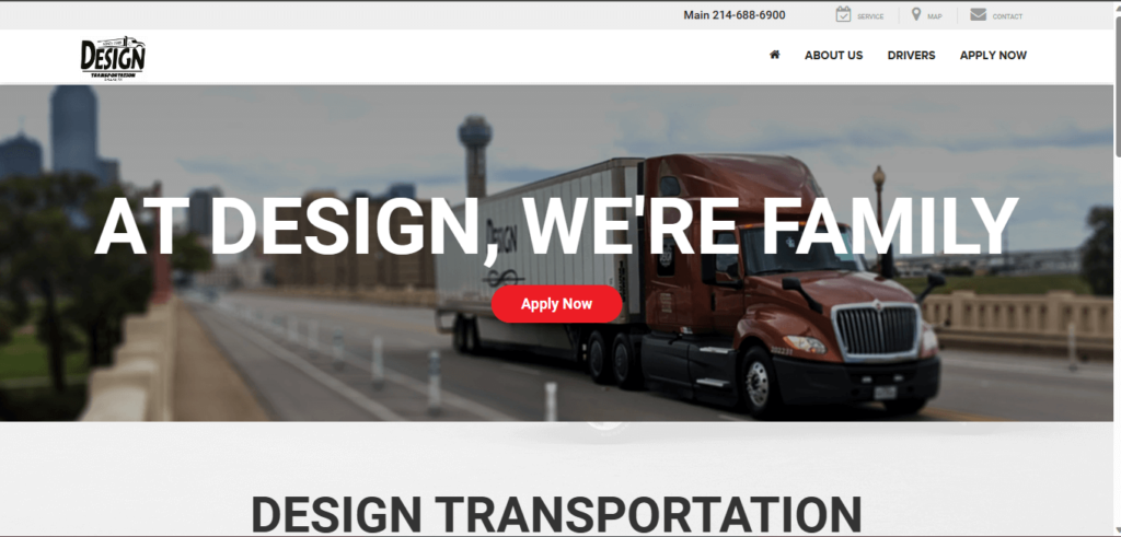 Homepage of Design Transportation Services, Inc.'s website / www.designtransport.net