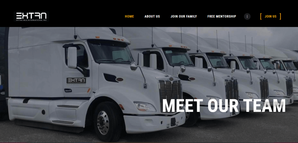 Homepage of Extra Mile International Inc Trucking Company's website / extramiletx.com