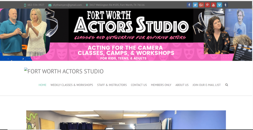 Homepage of Fort Worth Actors Studio's website / www.fwactors.com