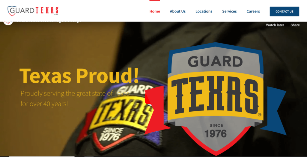 Homepage of GuardTexas' website / www.guardtexas.com