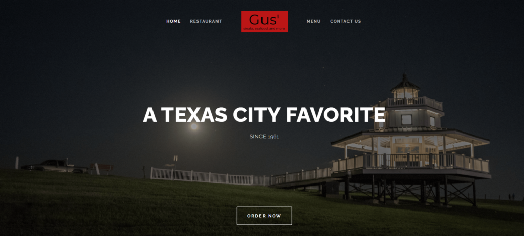 Homepage of Gus' Restaurant's website / www.gusrestaurant.org