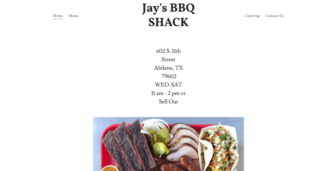 Homepage of Jay's BBQ Shack's website / jaysbbqshack.com