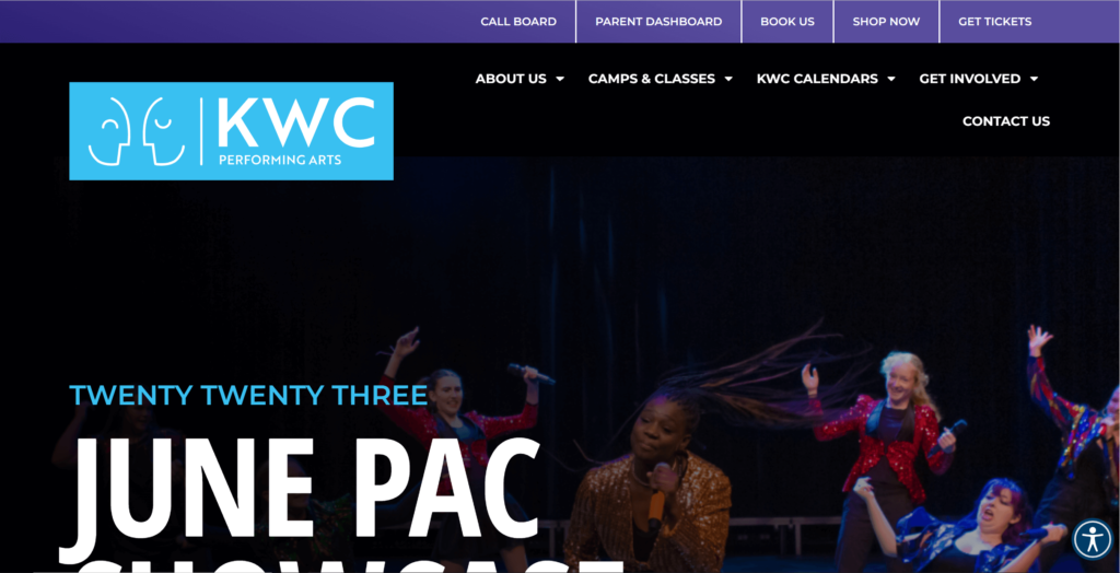 Homepage of KWC Performing Arts' website / kwcperform.org