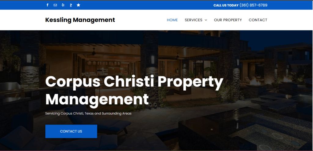 Homepage of Kessling Management's website / www.propertymanagementcorpuschristitx.com
