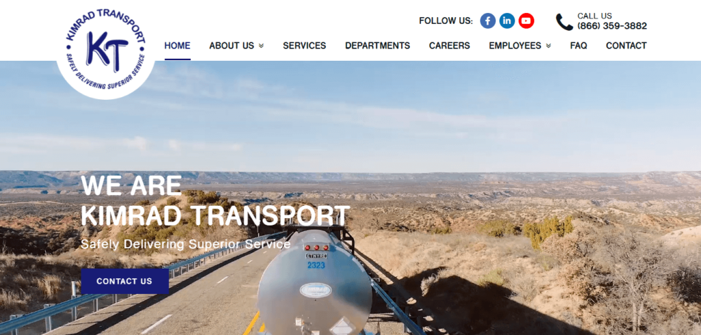 Homepage of Kimrad Transport LP's website / www.kimrad.com