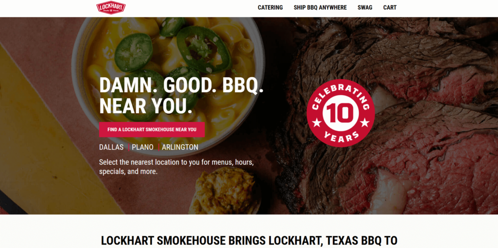 Homepage of Lockhart Smokehouse BBQ's website / lockhartsmokehouse.com