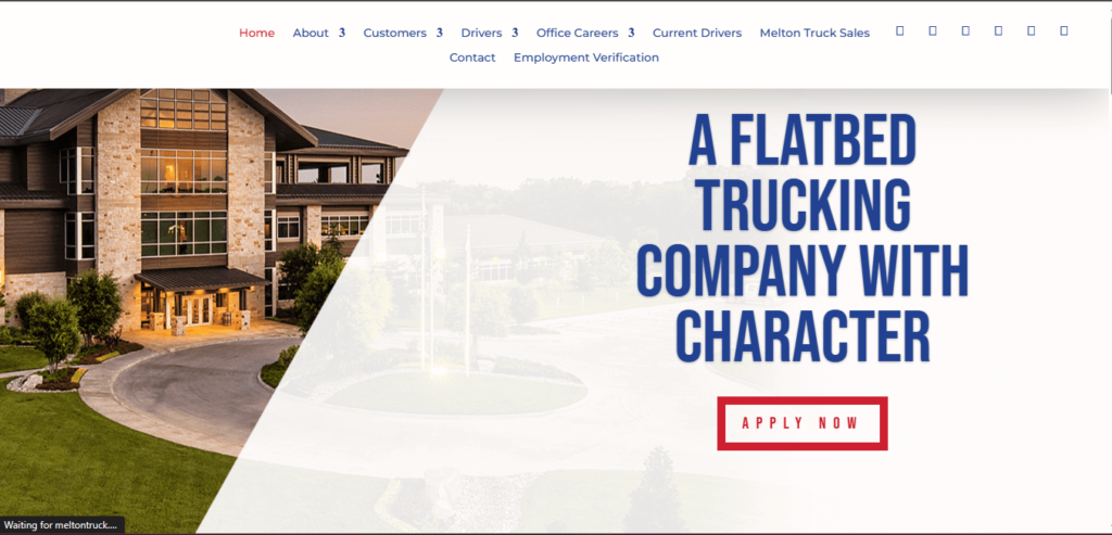 Homepage of Melton Truck Lines Inc. -Laredo Terminal's website / meltontruck.com