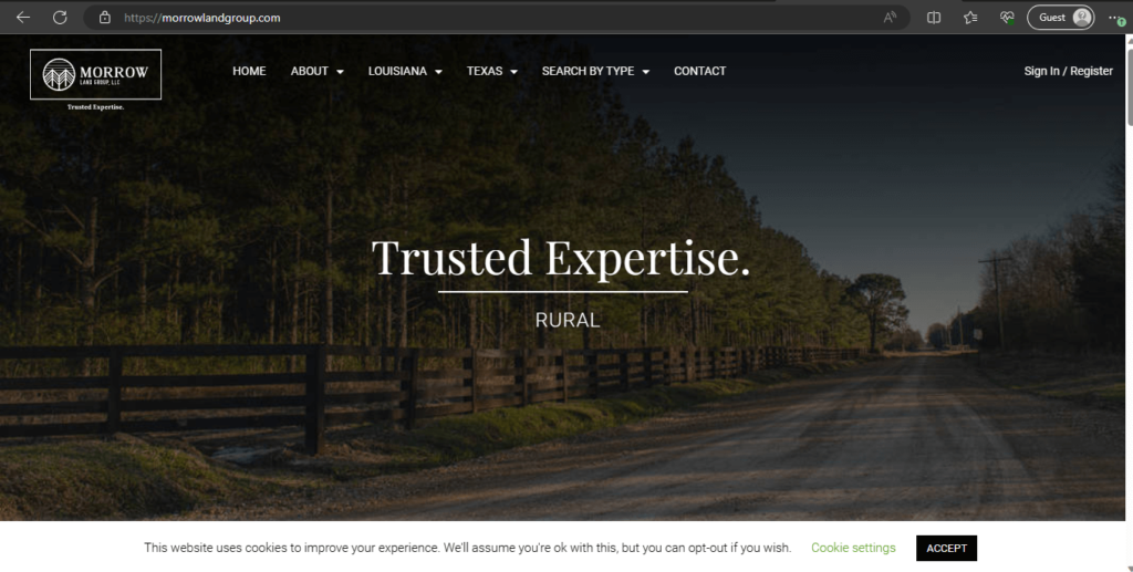 Homepage of Morrow Land Group, LLC's website / morrowlandgroup.com