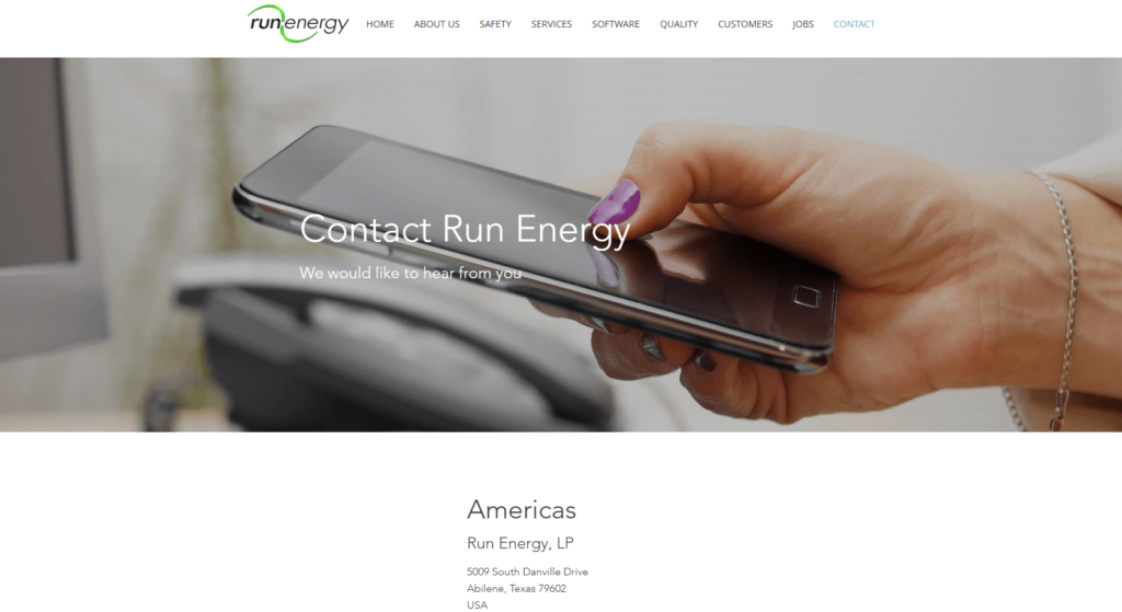 Homepage of Run Energy's website / www.runenergy.com