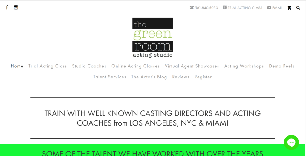 Homepage of The Green Room Acting Studio (Online) / www.greenroomactingstudio.com