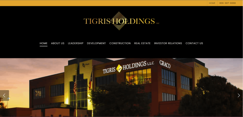 Homepage of Tigris Holdings' website / tigris-holdings.com 
