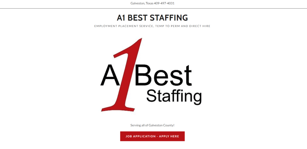 Homepage of the A1 Best Staffing's website / a1beststaffing.com