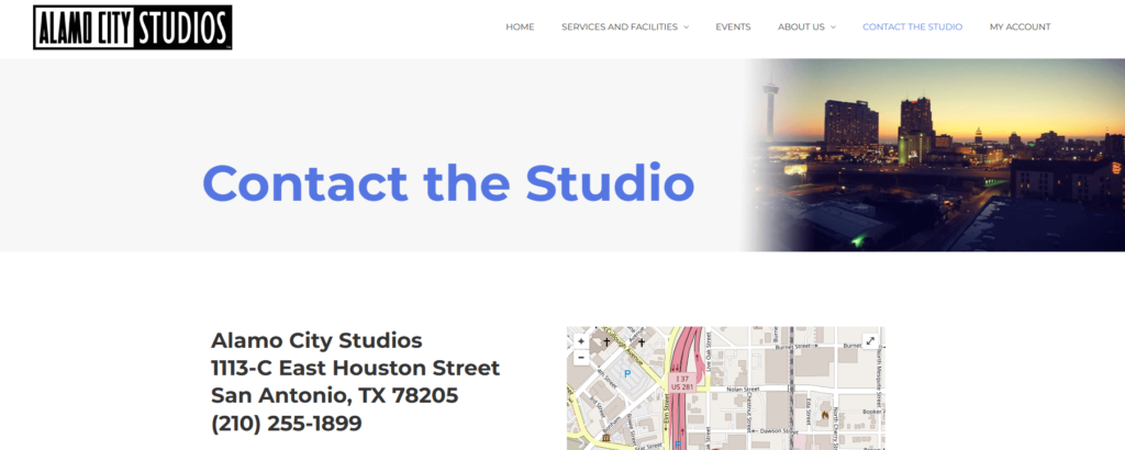 Homepage of the Alamo City Studios' website / www.alamocitystudios.com