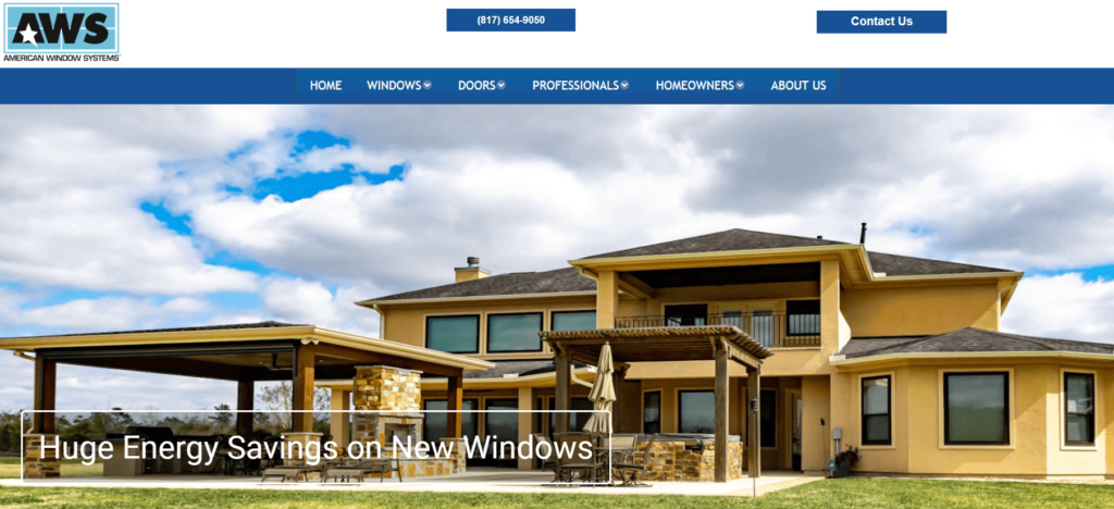 Homepage of the American Window Systems' website / www.americanwindowsystems.com